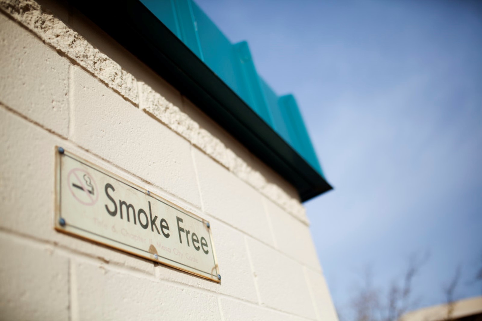 Smoke free sign on a building