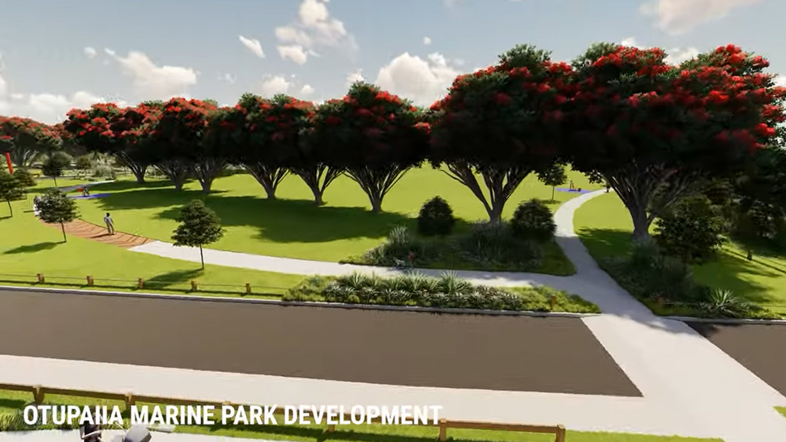 Flythrough of upgraded Marine Park and start of coastal pathway.