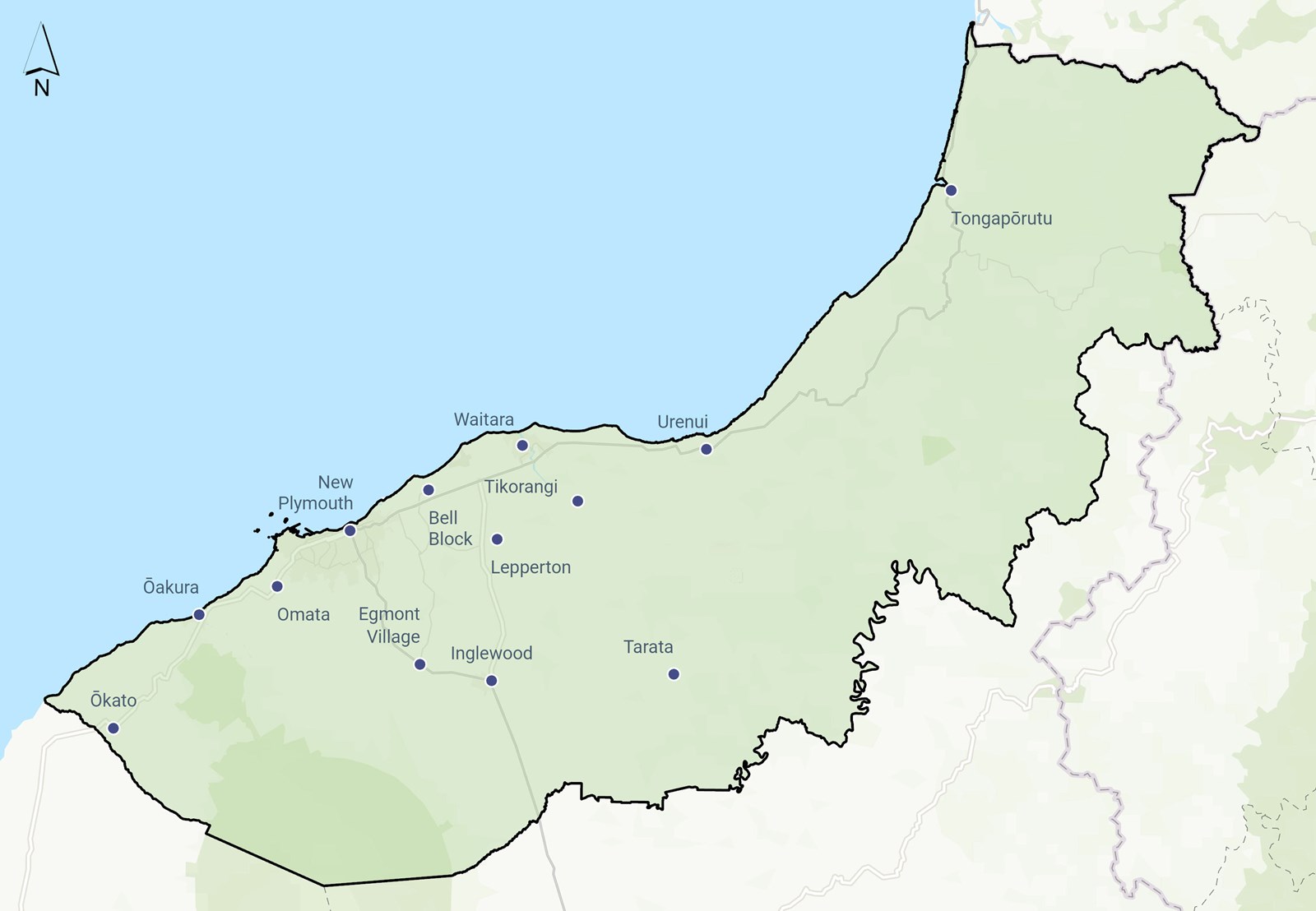 New Plymouth District electoral map.