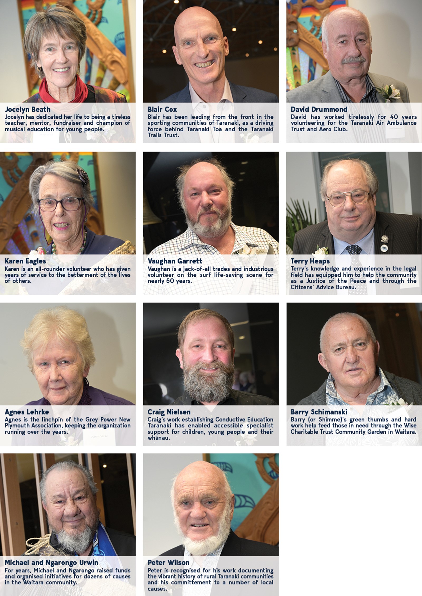 Photos and descriptions of the 2022 Citizens' Award Winners. 