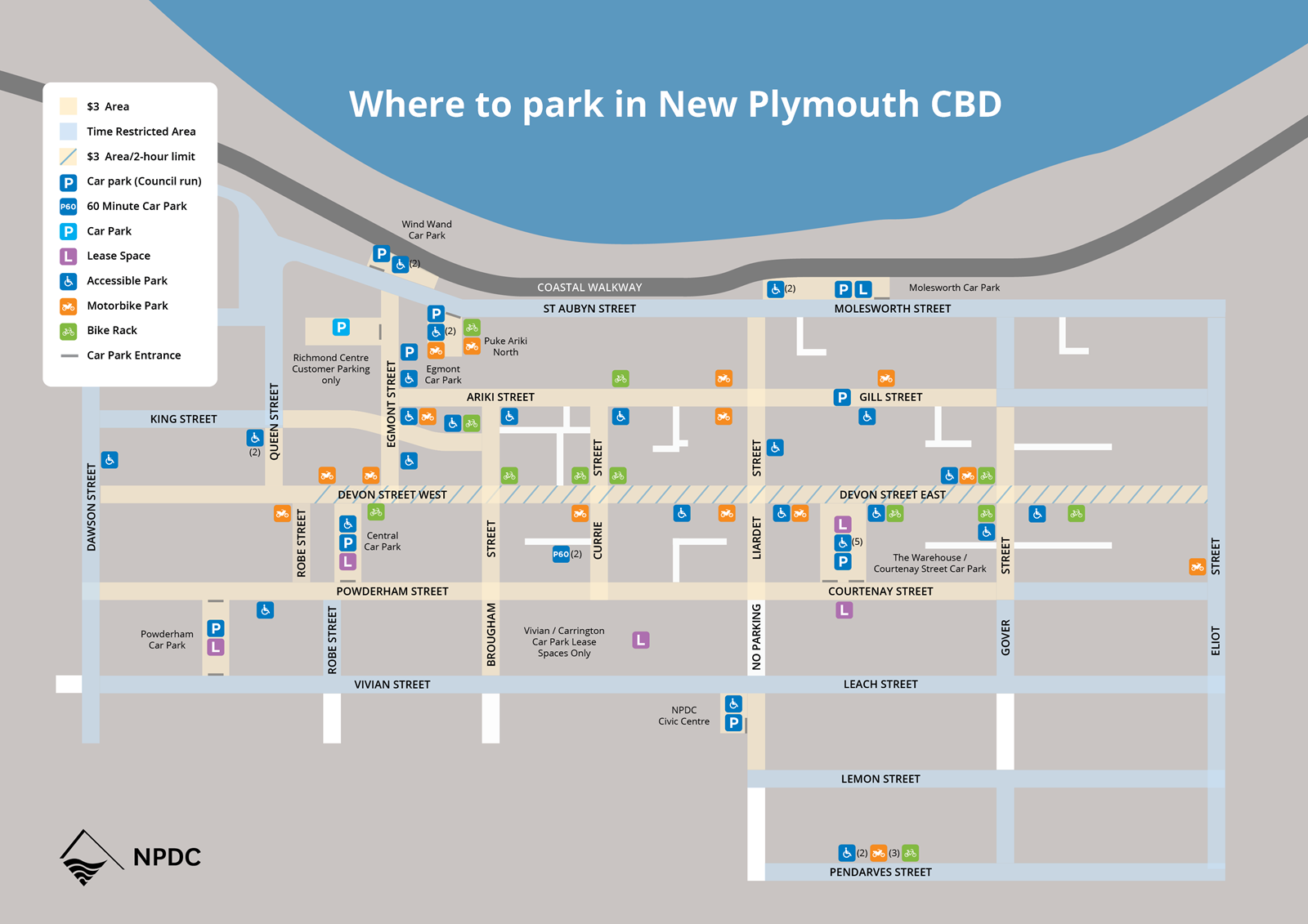 Where to park in New Plymouth CBD. 
