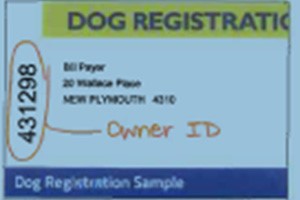Dog registration sample showing owner ID.