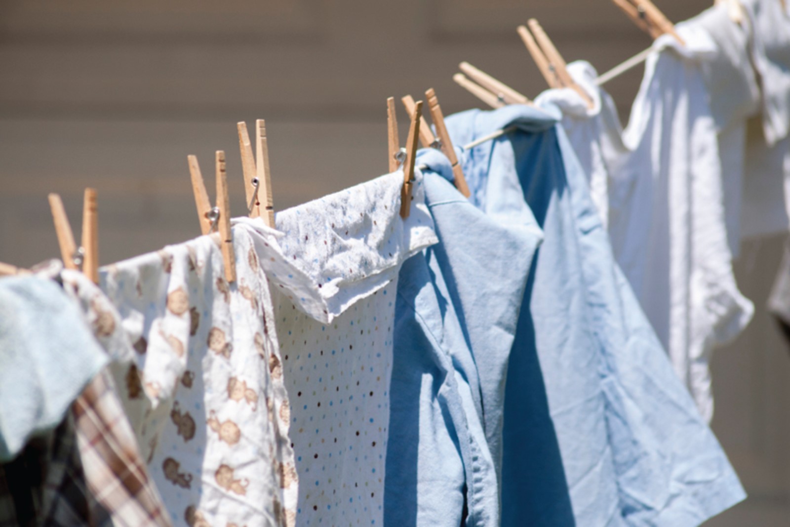 Clothes drying on a line outside