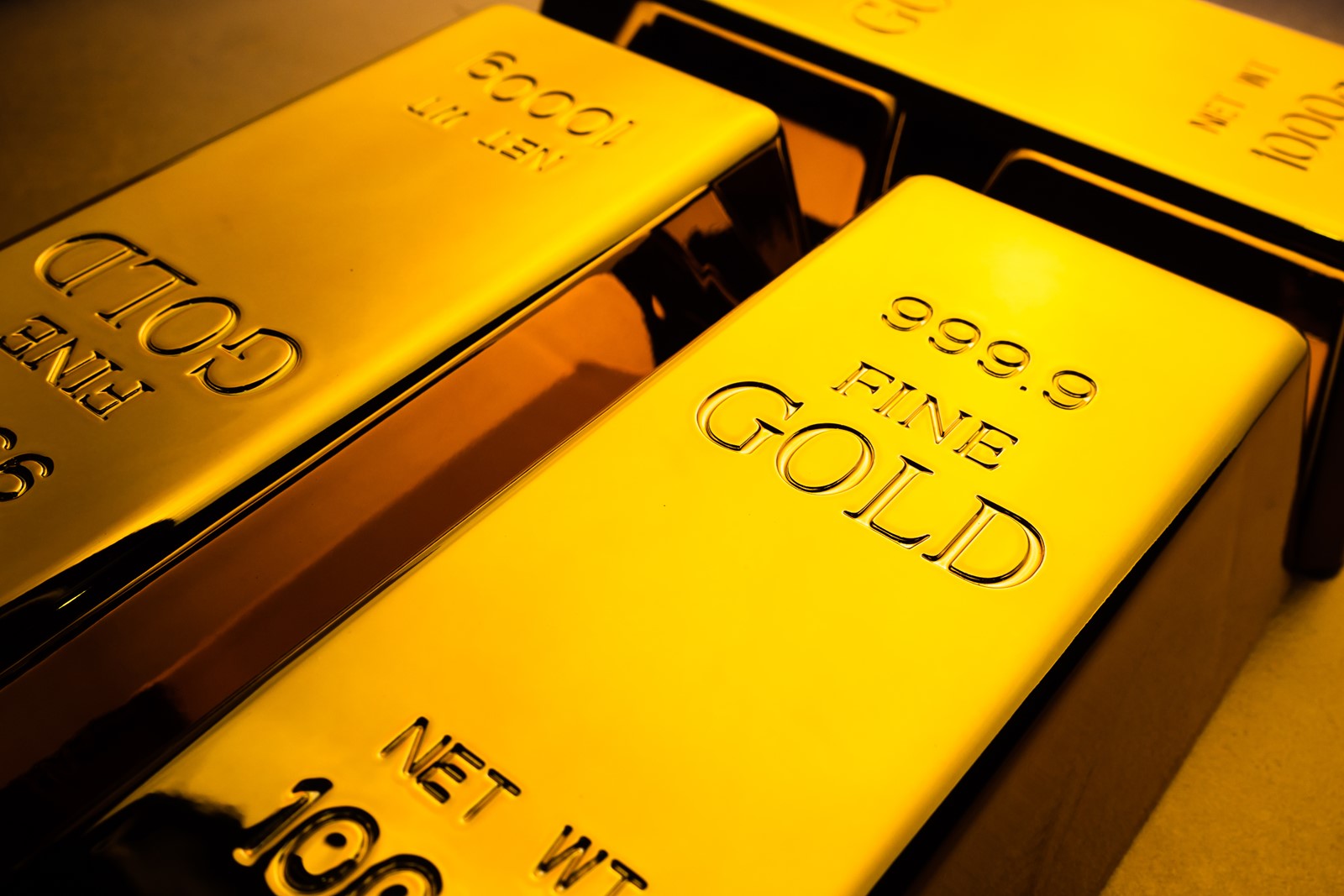 Close up of gold bars