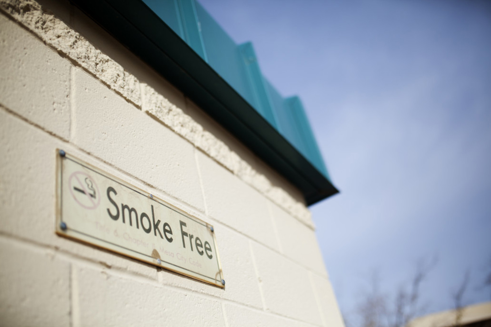 Smoke free sign on a building