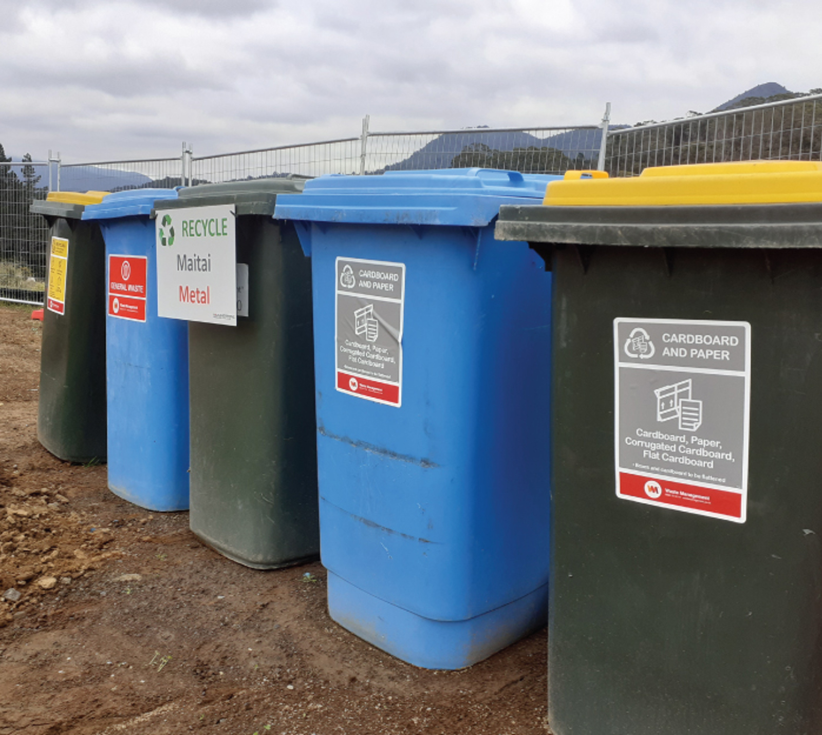 Bins in a line