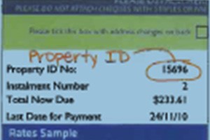 Rates sample showing property ID.