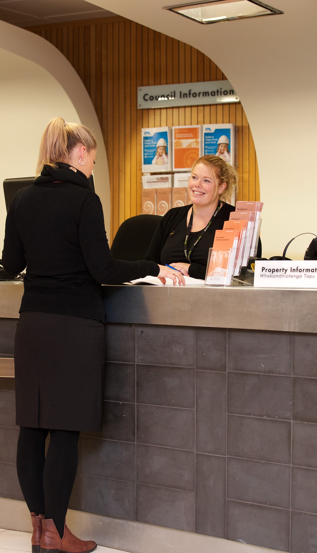 A woman at the front counter in the Civic Centre