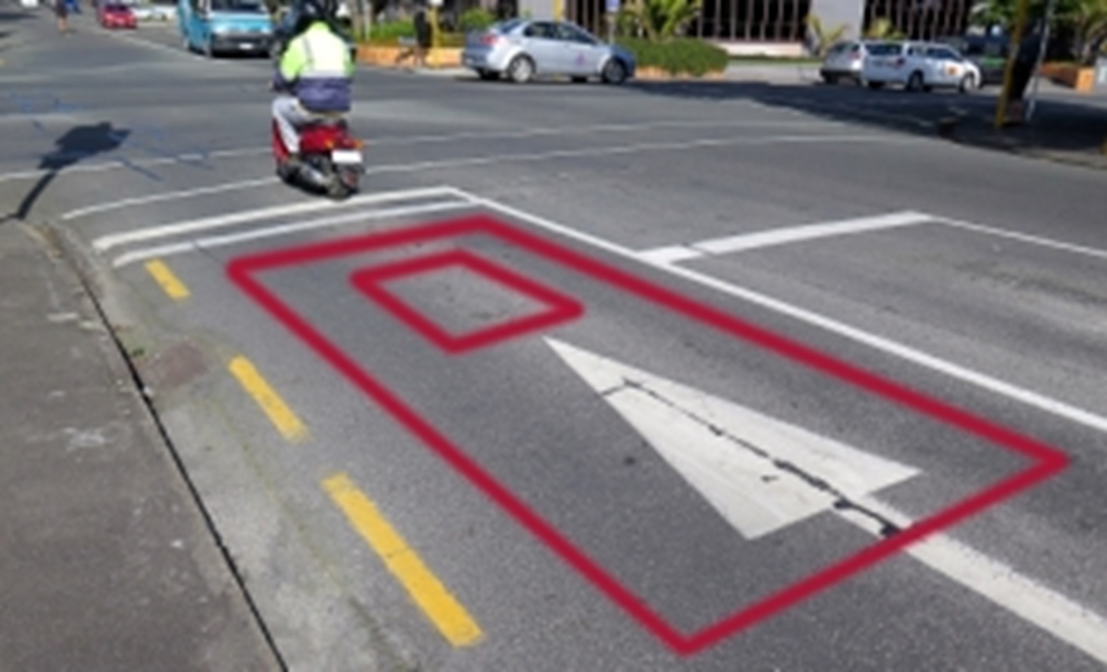 Scooter and traffic loops marked