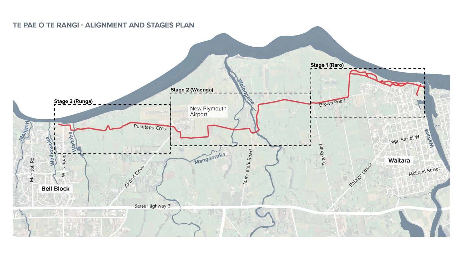 Coastal pathway map showing three stages.