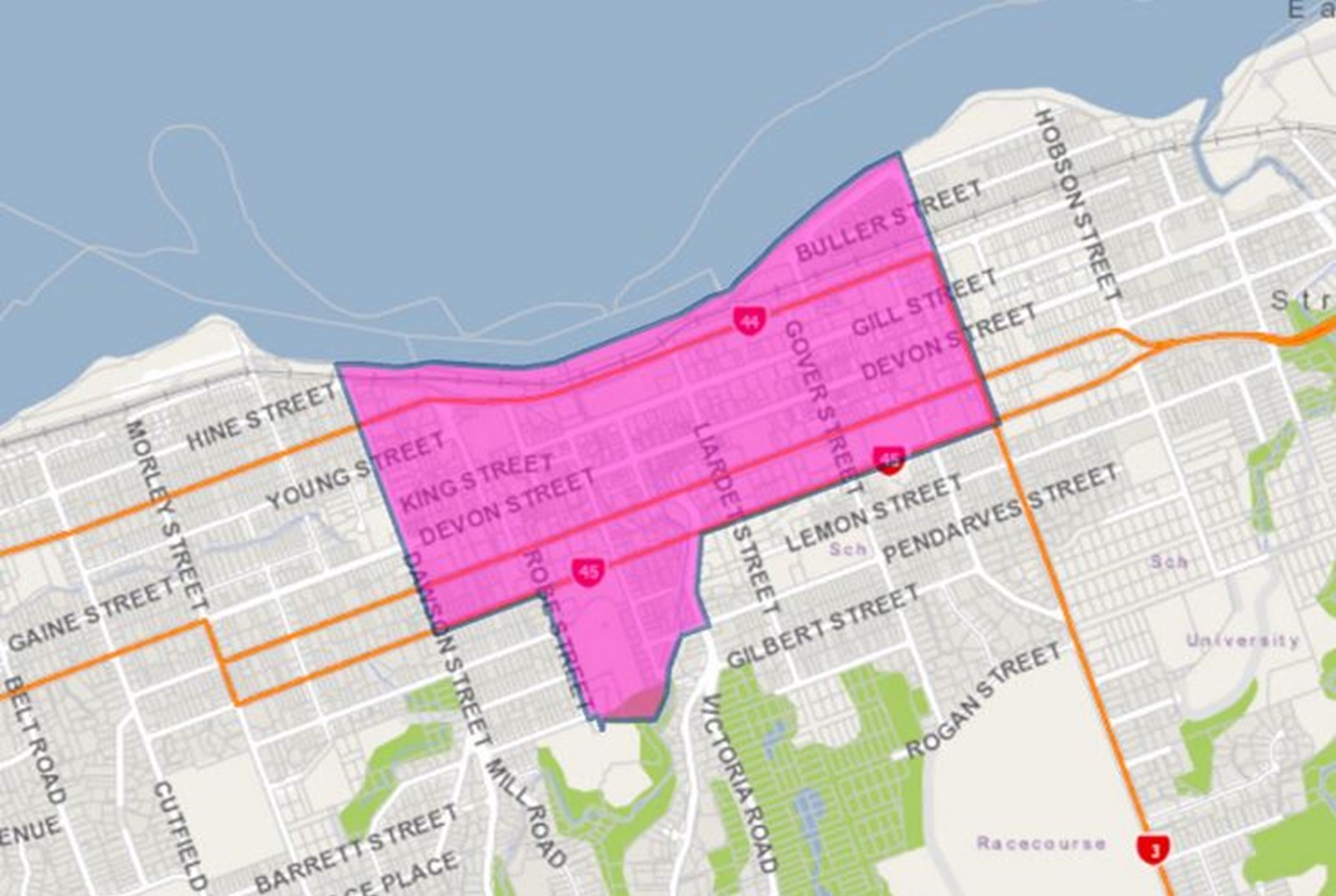 Alcohol ban map in New Plymouth CBD