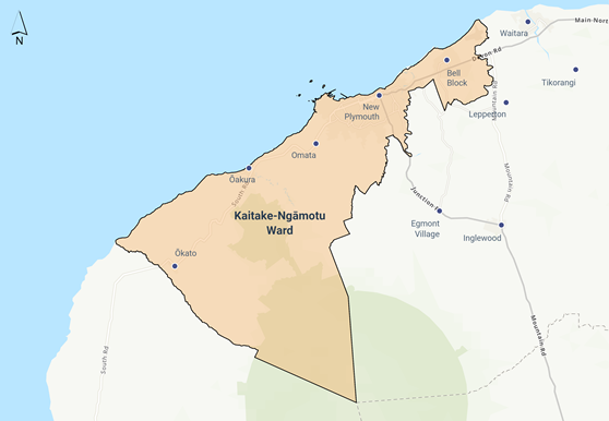Elections 2022 Kaitaki Ngamotu Ward Map
