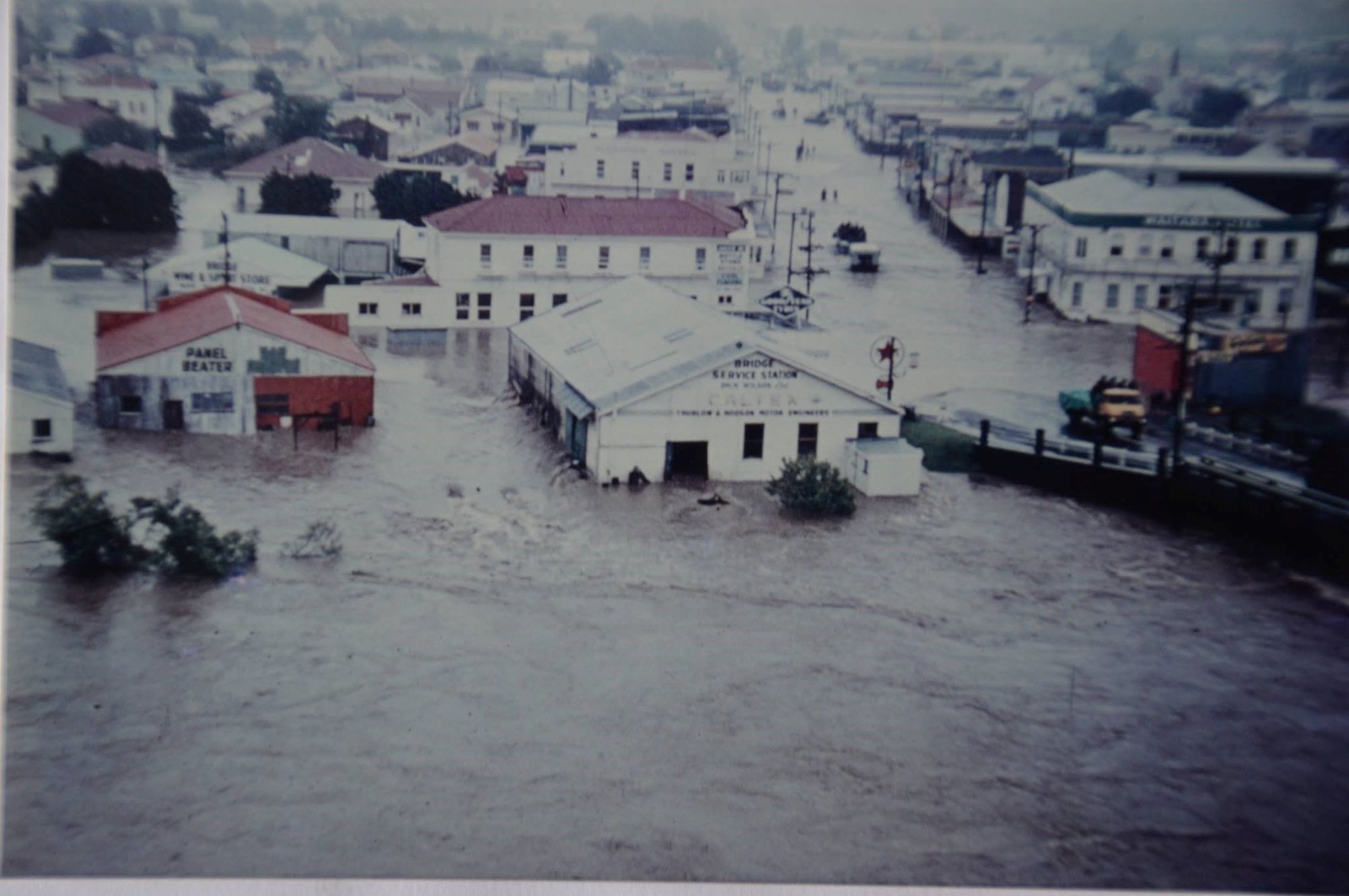 View of Mclean Street during flooding in the 1970s. 